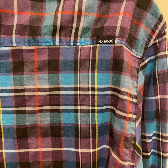 Hurley Long Sleeve Button Down Shirt Purple Turquoise - Picture 7 of 10